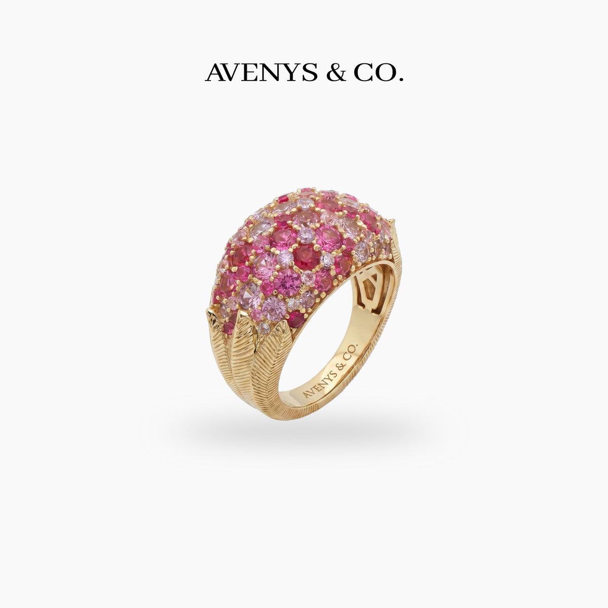 Candy Ring with Pink Round Stone – on Yellow Gold