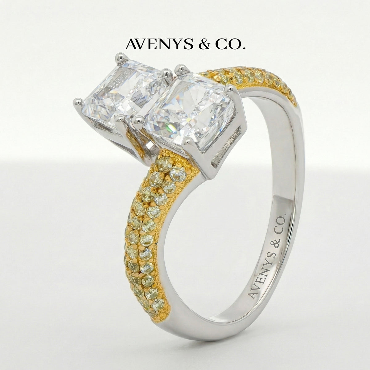 Duality Ring with White Pear Stone – on White Gold