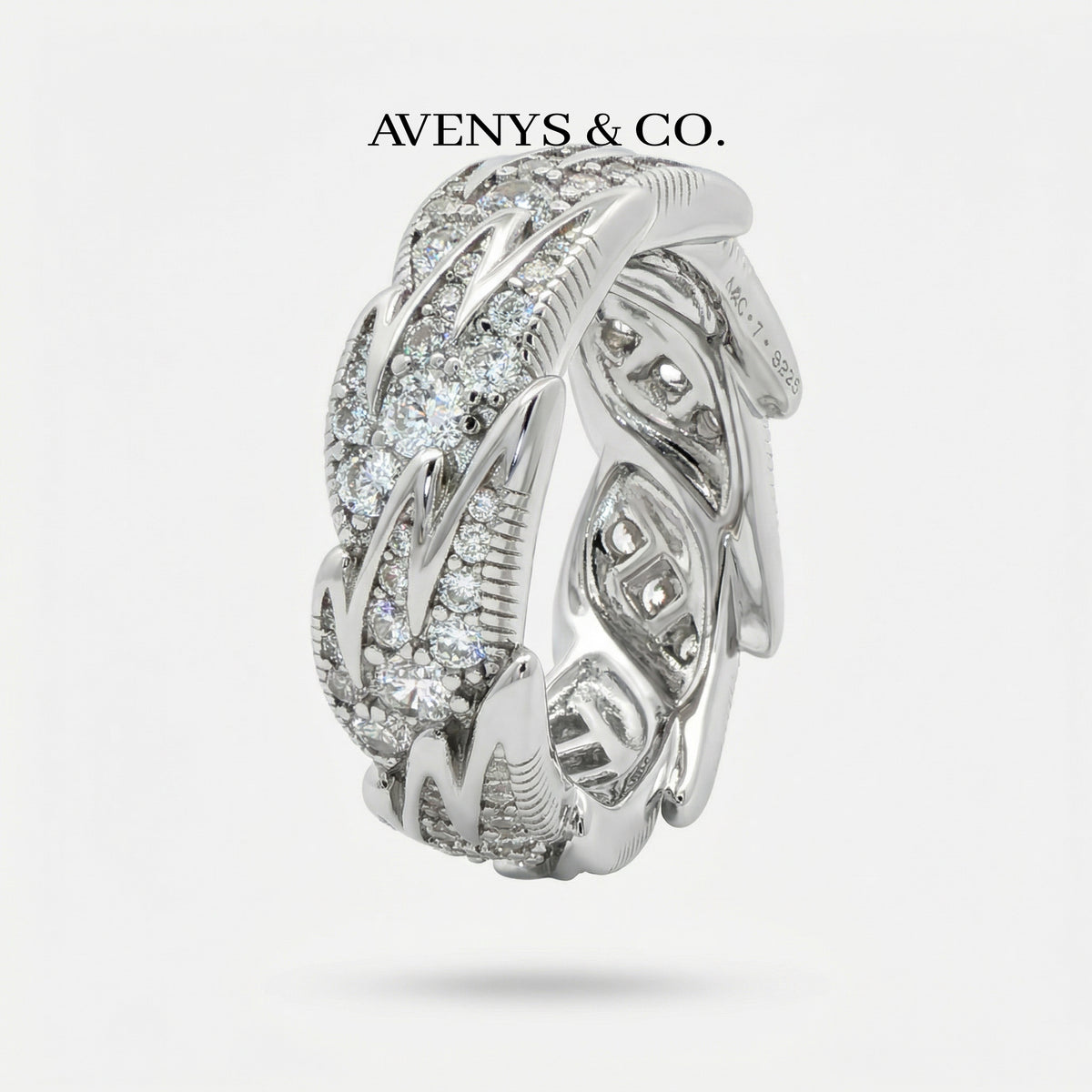 Birds Classic Ring with White Round Stone – on White Gold