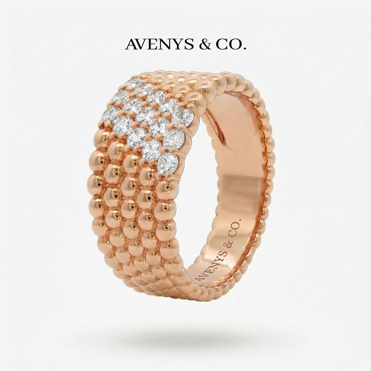 Pearls Classic Ring with White Round Stone – on Yellow Gold