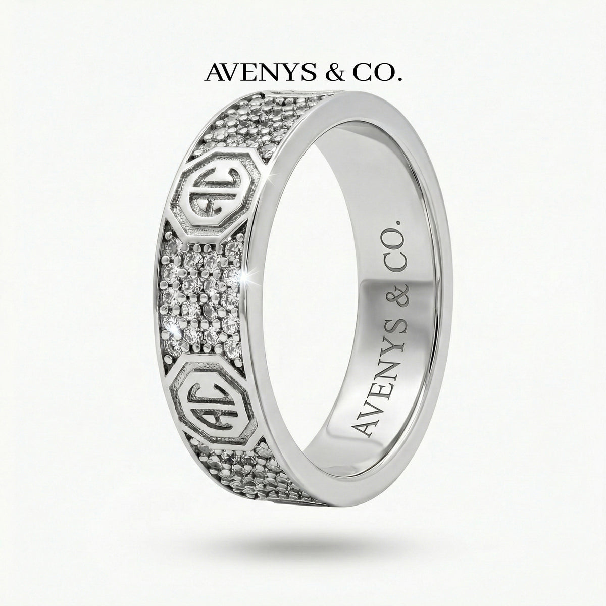 Halo Pave Ring with White Round Stone – on White Gold