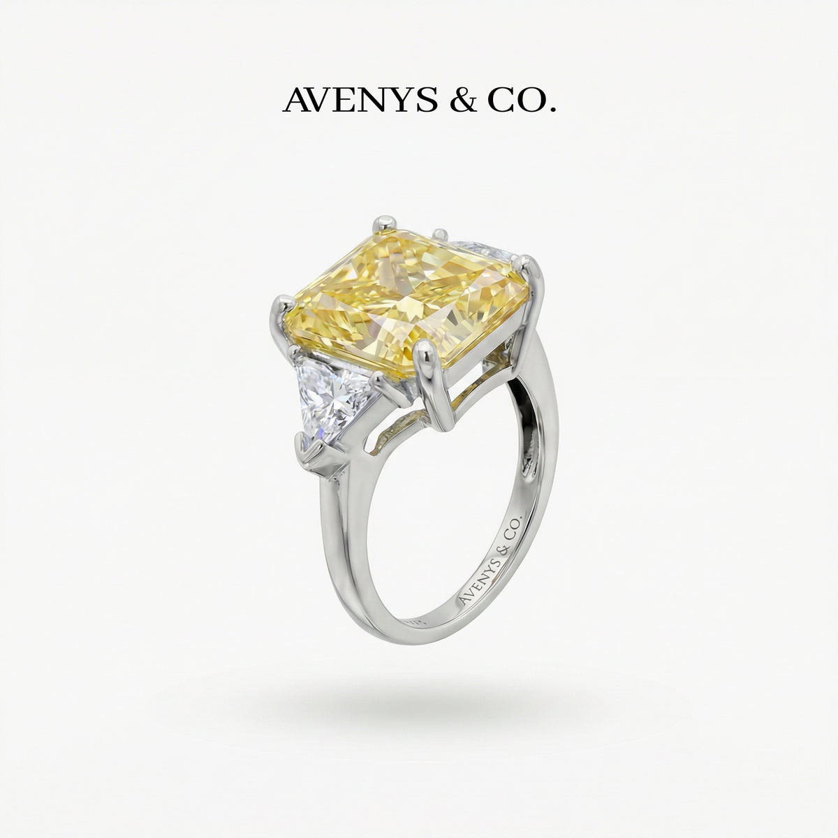 Square Radiant Ring with Yellow Radiant Stone – on White Gold