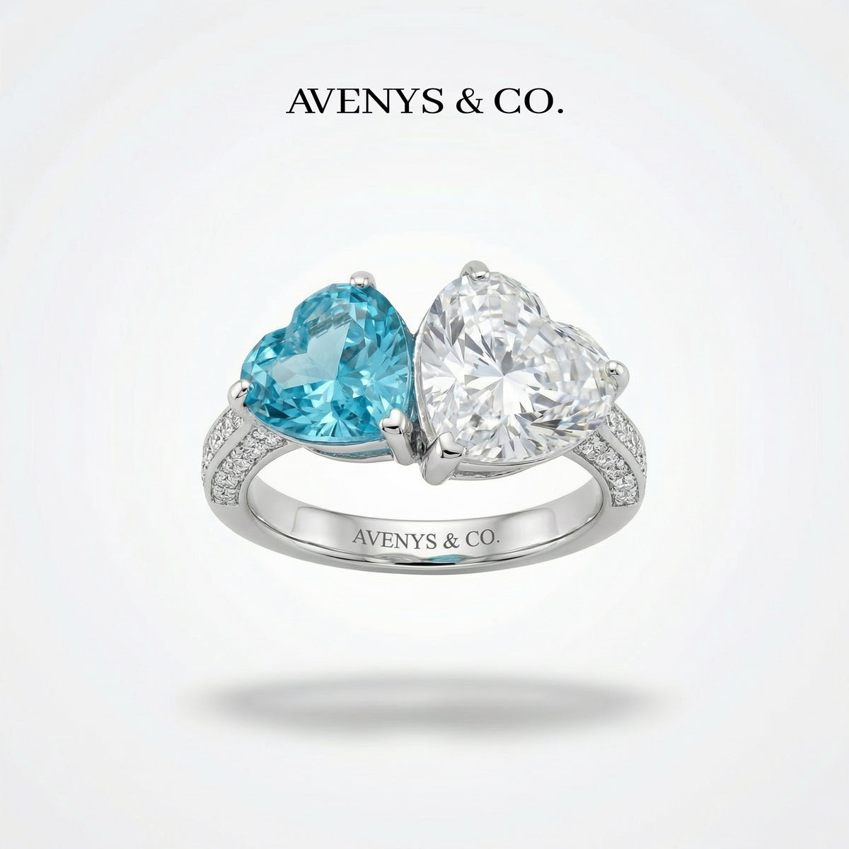 Love Et Toi with Blue Heart Stone – on White Gold