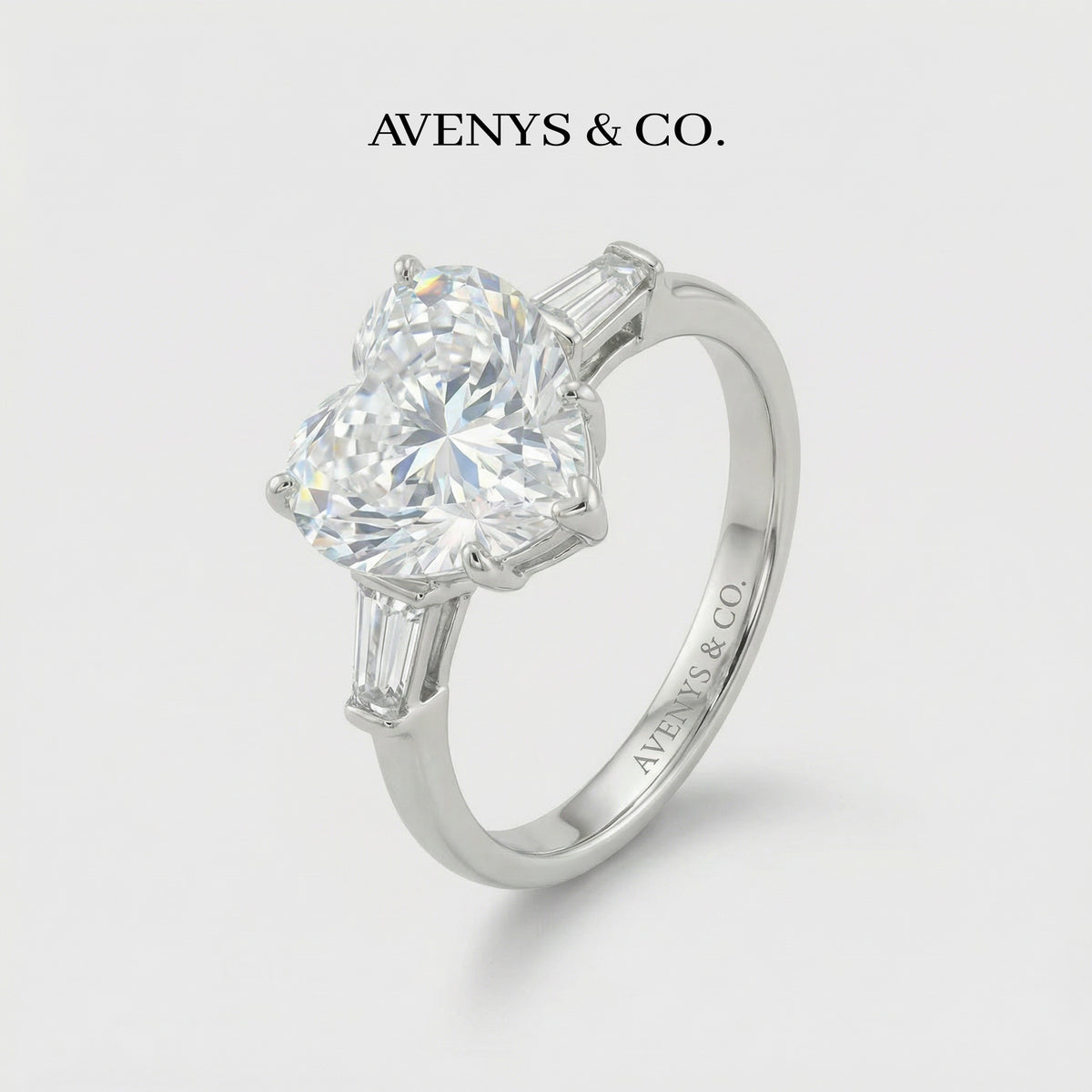 Love Heart Trilogy with White Heart Stone – on White Gold