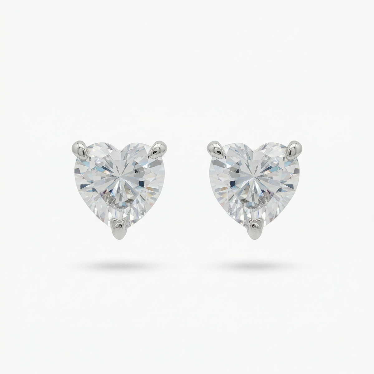 Love Heart Earrings with White Heart Stone – on White Gold