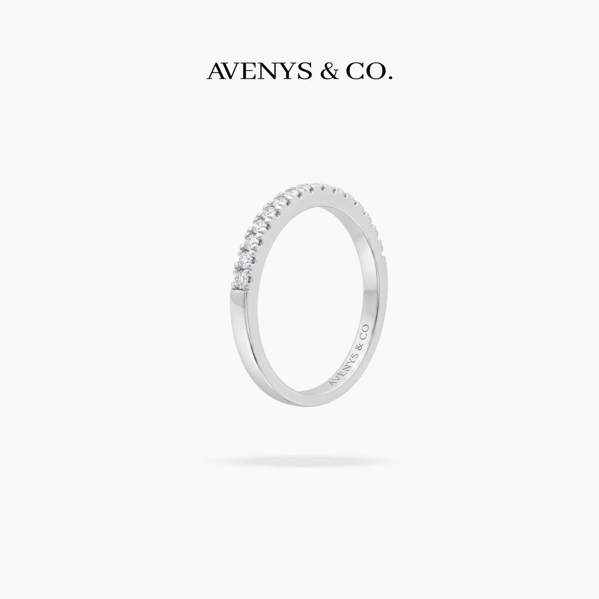 AV Forever™ Half Eternity Ring (2mm) with White Round Stone – on White Gold
