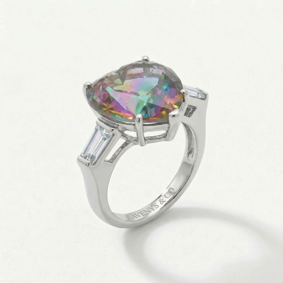 Love Heart Trilogy with Alexandrite Heart Stone – on White Gold