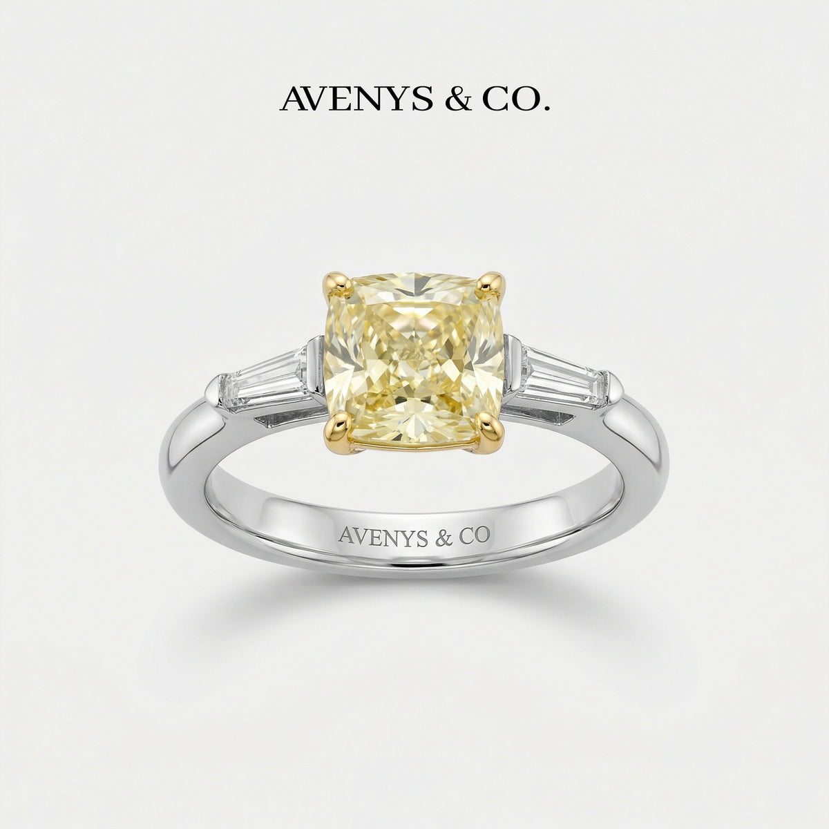 Princess Trilogy Ring with Yellow Princess Stone – on White Gold