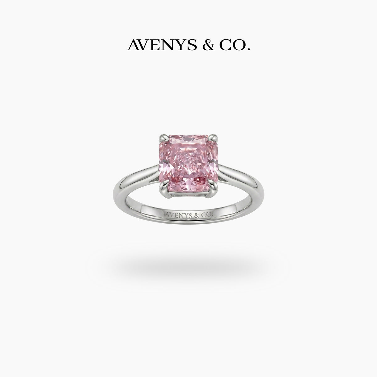 Princess Square Ring with Pink Princess Stone – on White Gold