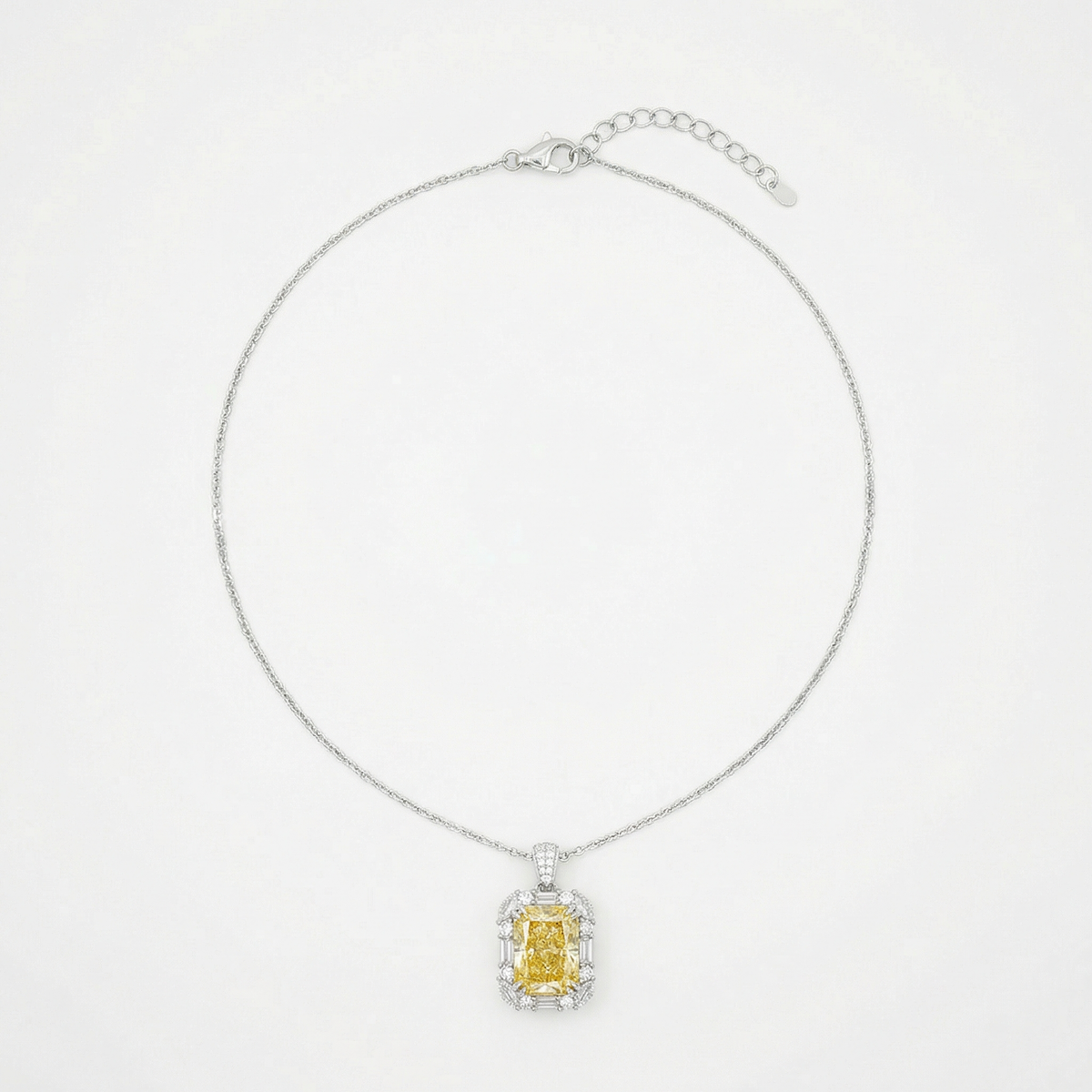 Eden Frame Necklace with Yellow Radiant Stone – on White Gold