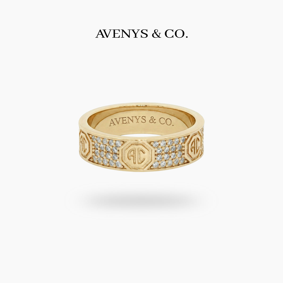 Halo Pave Ring with White Round Stone – on Yellow Gold