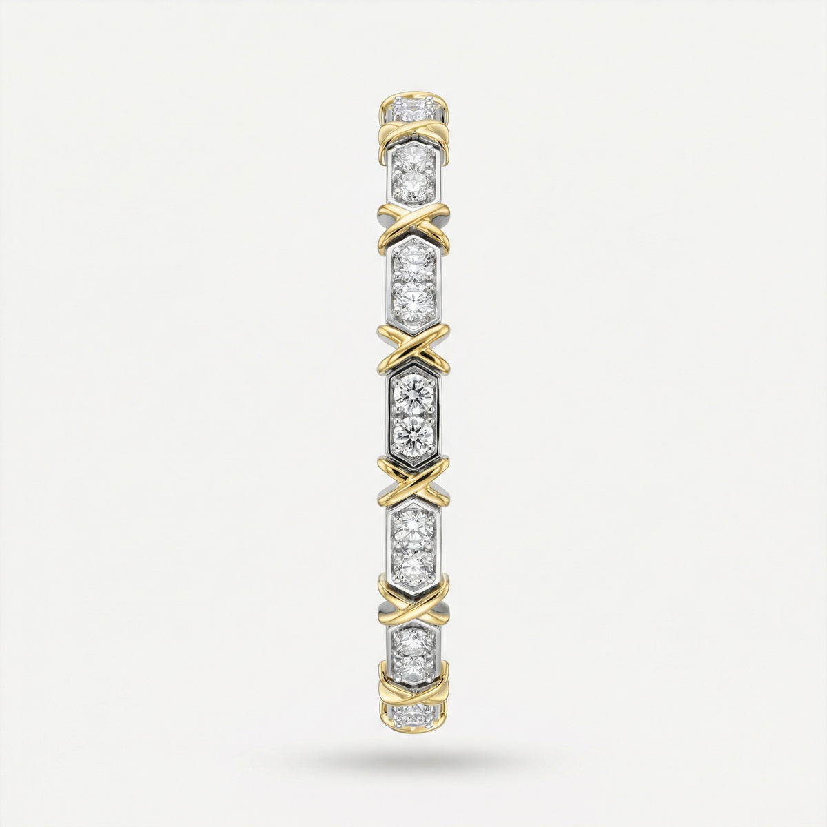 X16 Silver and Yellow Gold Diamond Tennis Bracelet