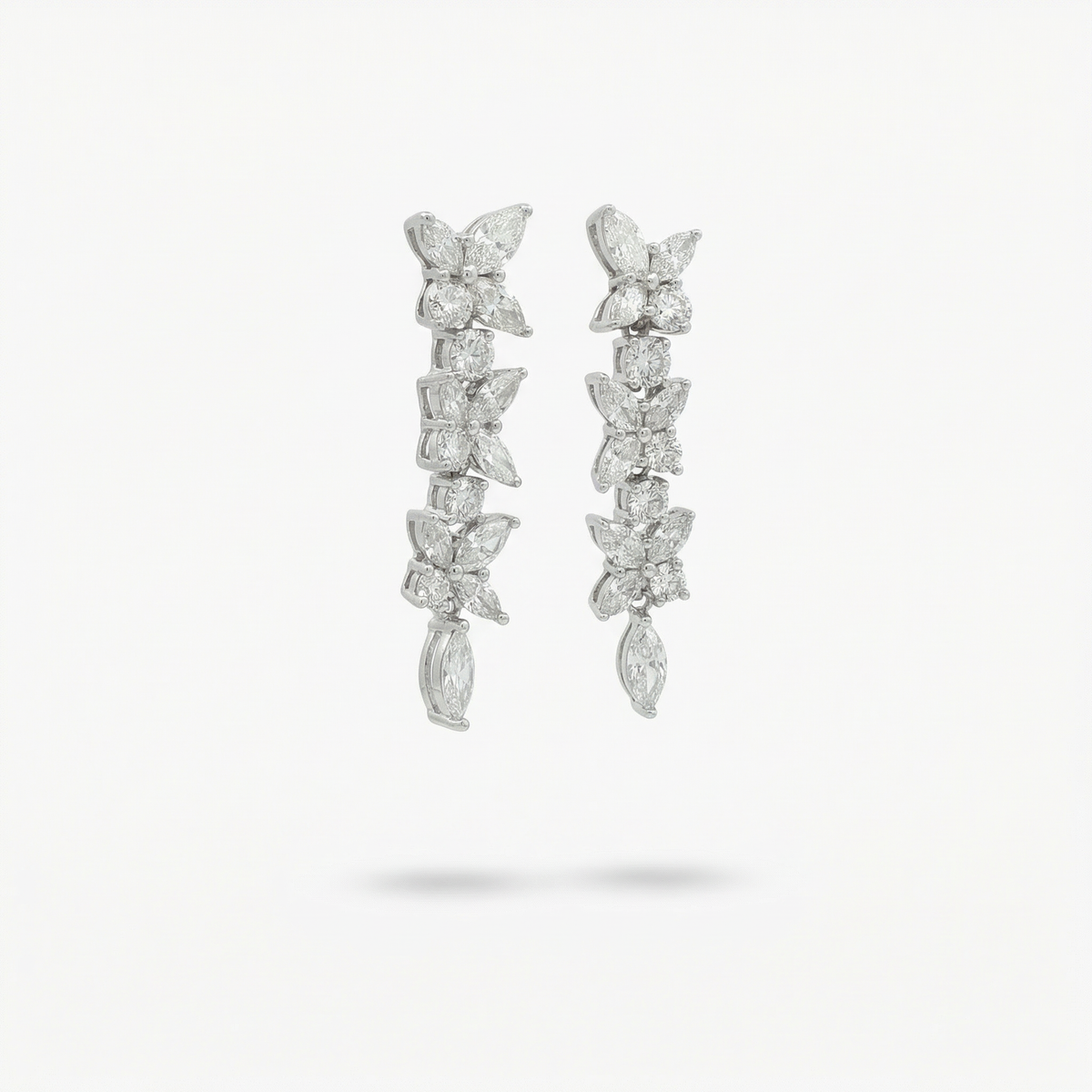 Pear Marquis Drop Earrings with White Pear Stone – on White Gold