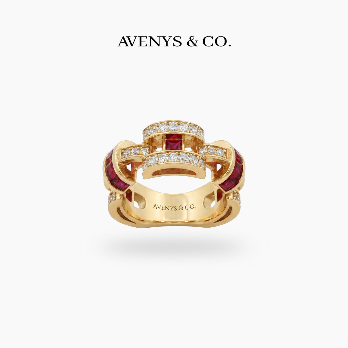 Libre Ring with Red Emerald Stone – on Yellow Gold