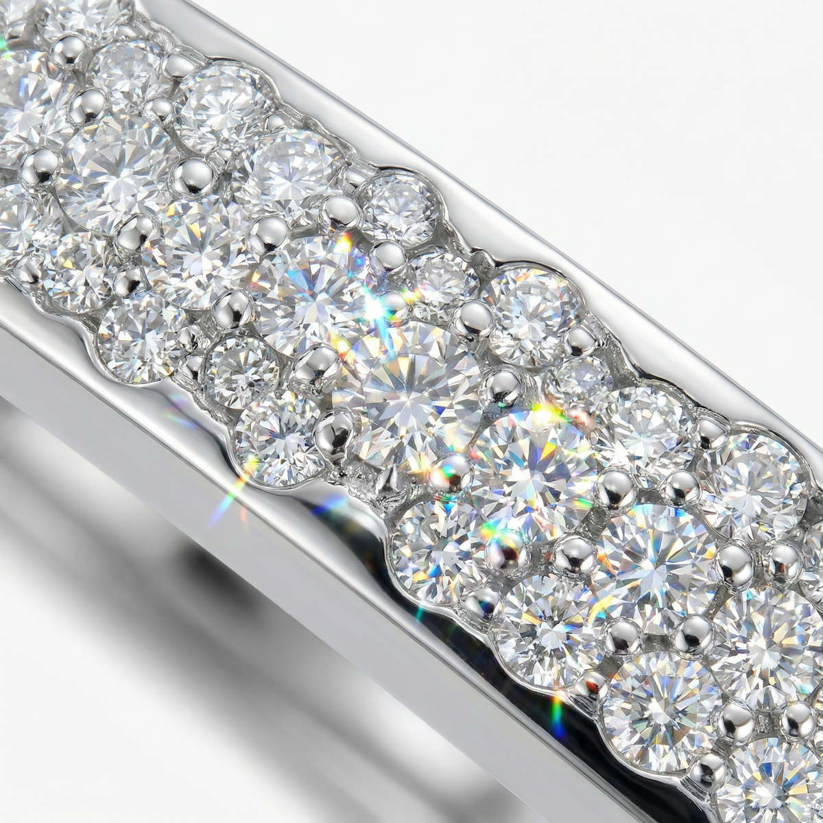 Constellation Bangle with White Round Stone – on White Gold