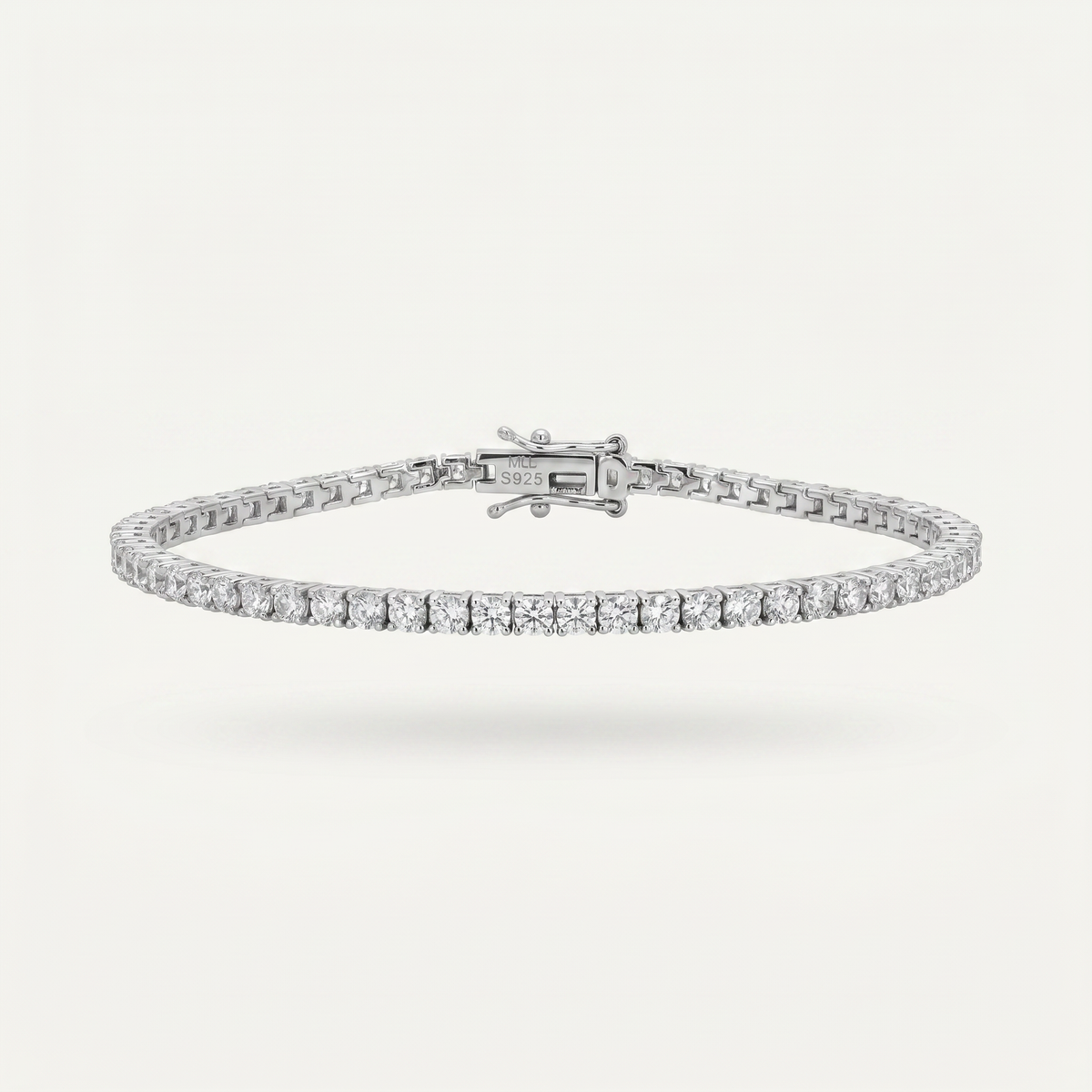 Classic Tennis Bracelet (3mm) with White Round Stone – on White Gold