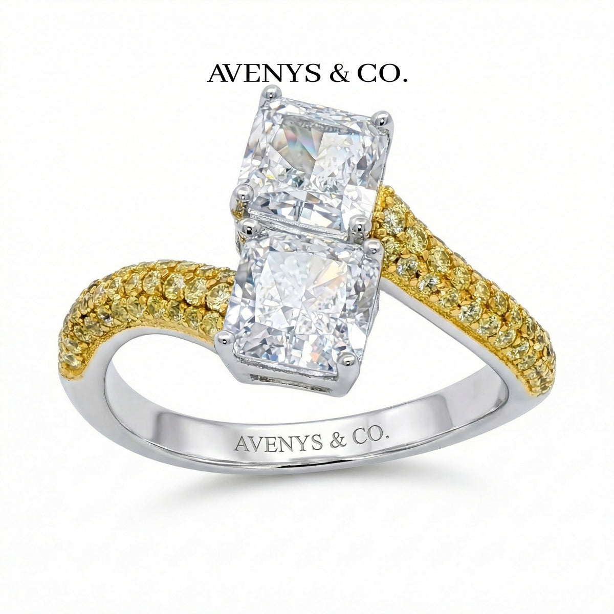 Duality Ring with White Pear Stone – on White Gold