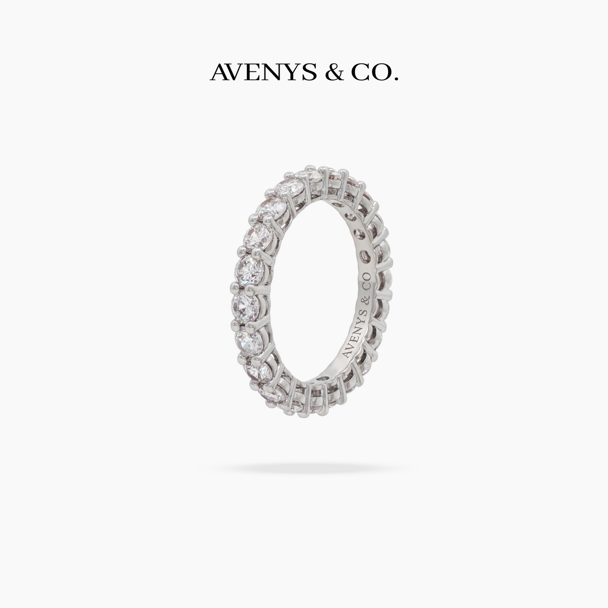 AV Forever™ Air Eternity Ring (3mm) with White Round Stone – on White Gold