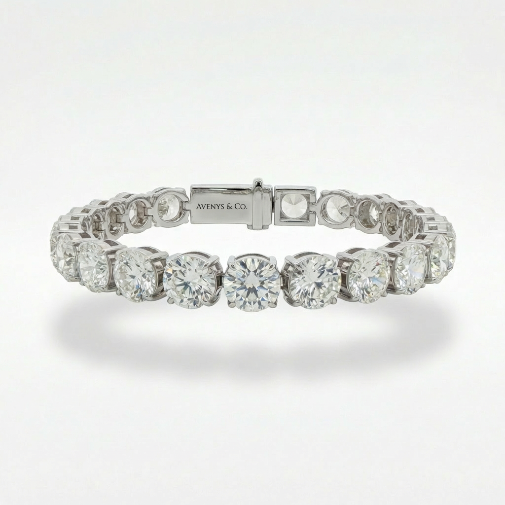 Statement Tennis Bracelet (6mm) with White Round Stone – on White Gold