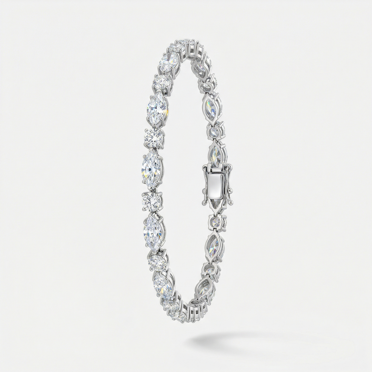 Oval-Cut Diamond Tennis Bracelet in White Gold