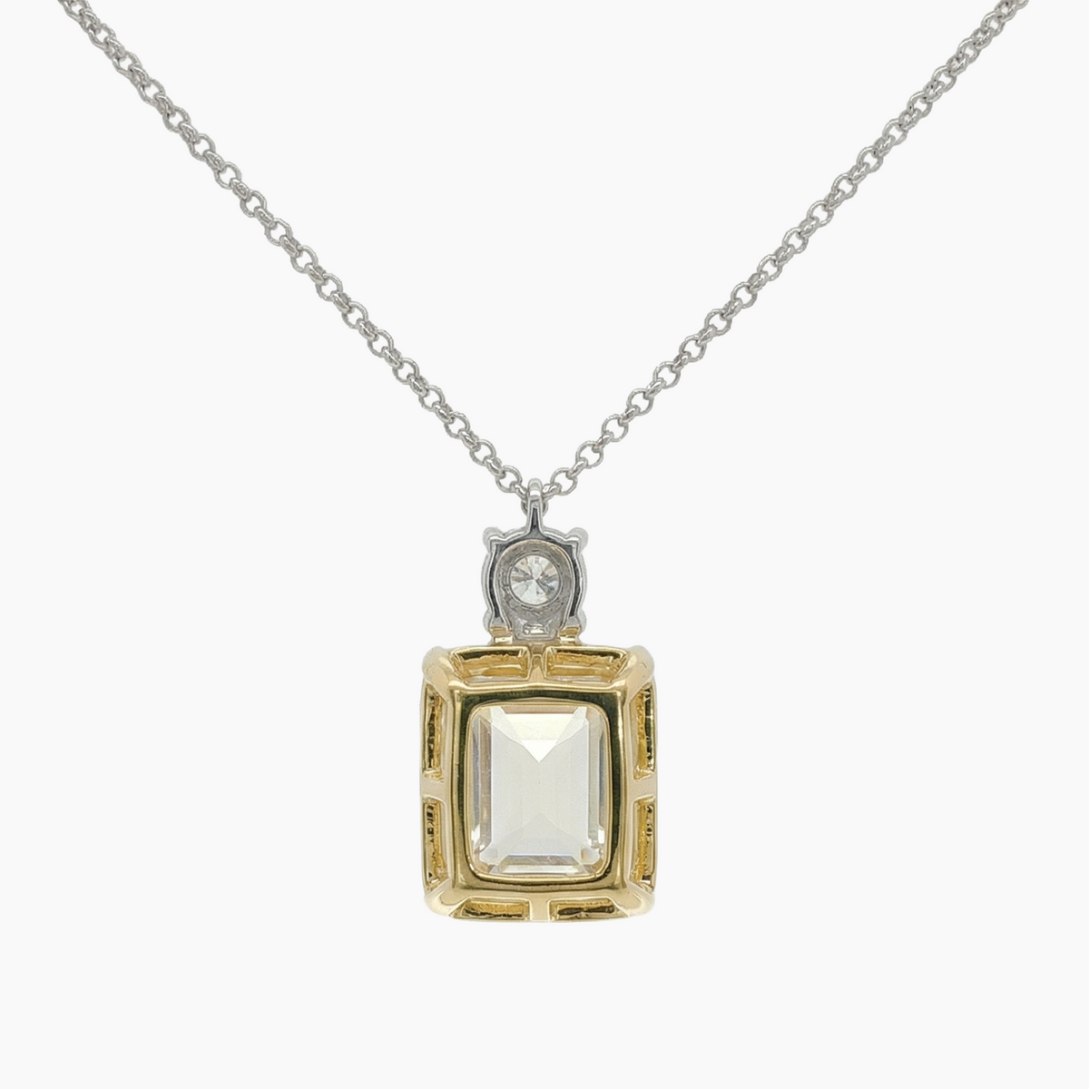 Radiant Pendant Necklace with Yellow Radiant Stone – on White Gold