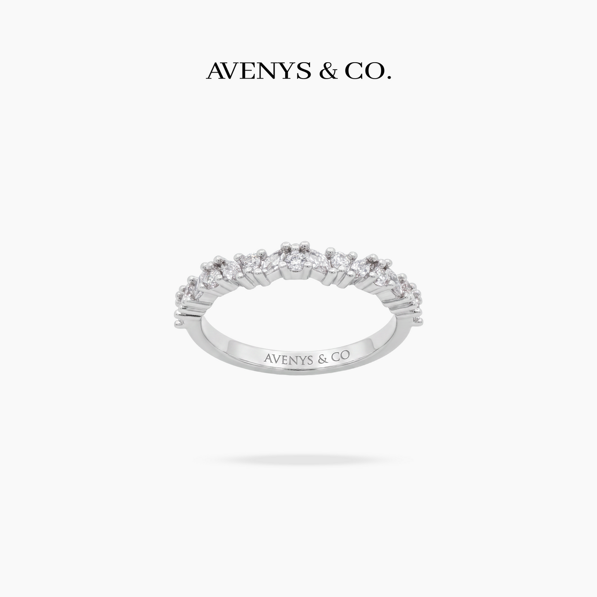 AV Forever™ Marquise Half  Eternity Ring (2mm) with White Marquise Stone – on White Gold