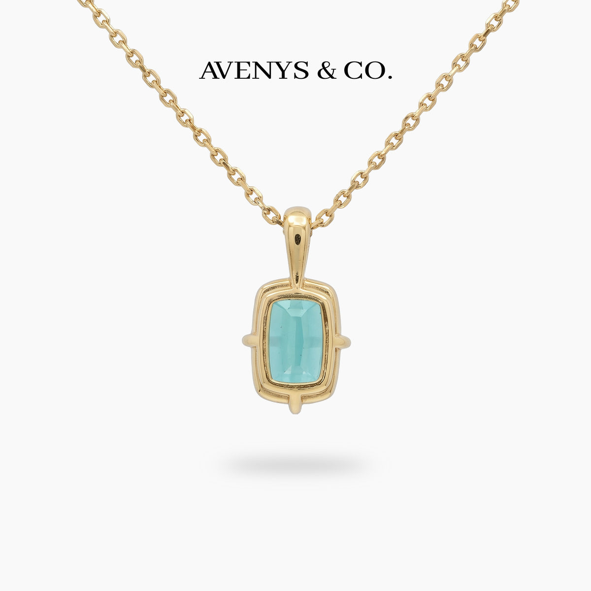 Modern Solitaire Necklace with Blue Oval Stone – on Yellow Gold