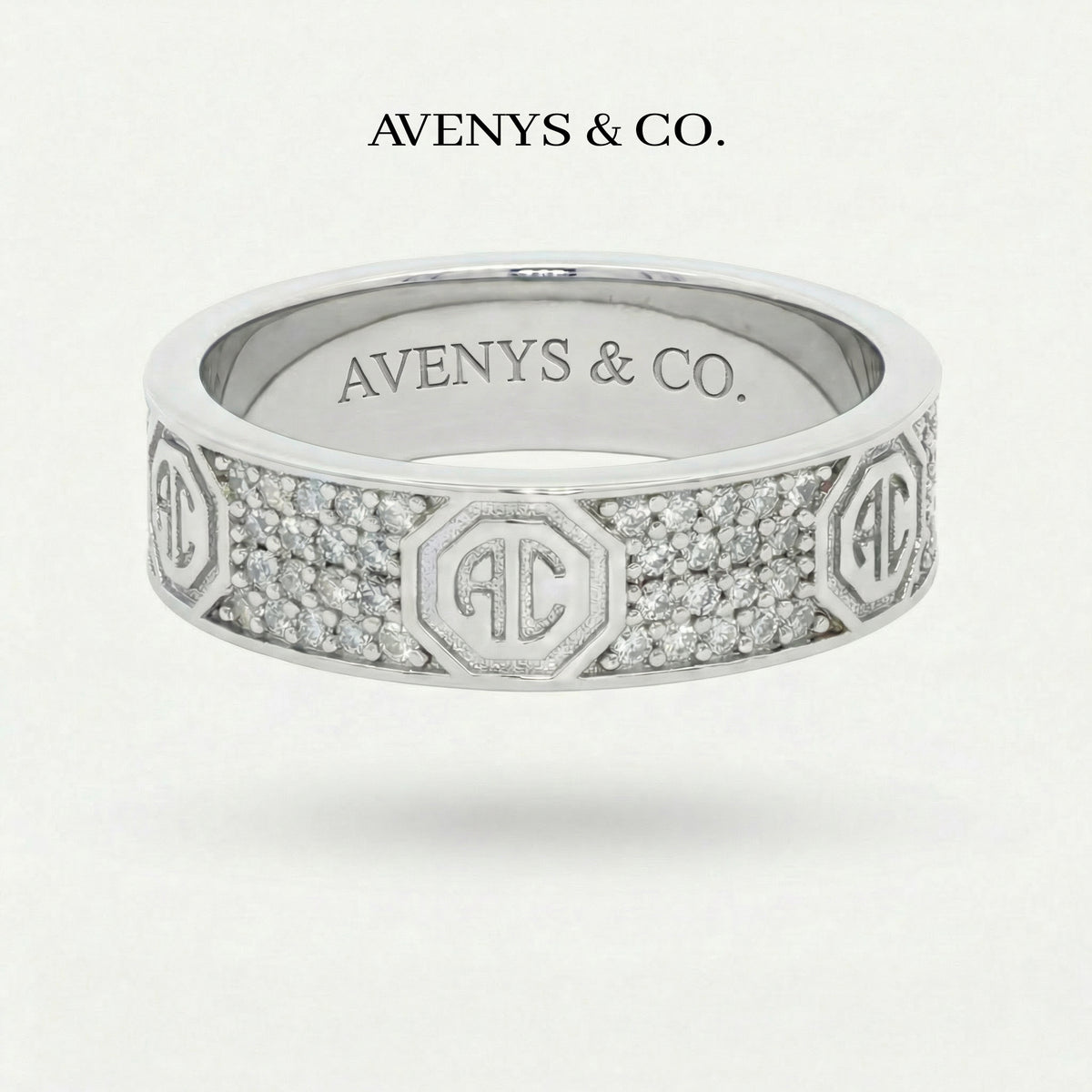 Halo Pave Ring with White Round Stone – on White Gold