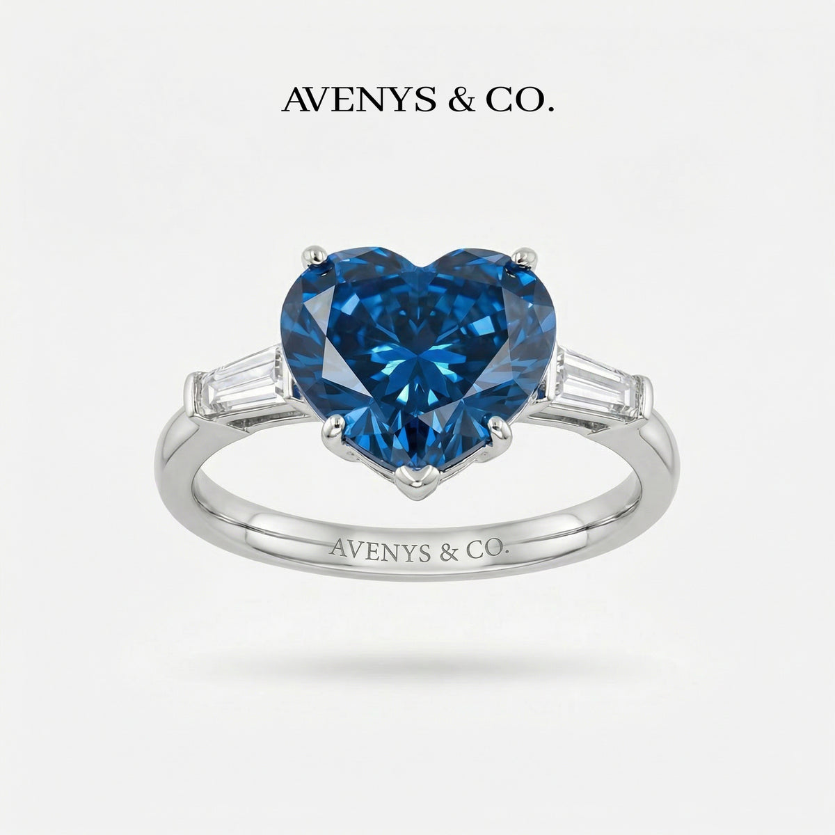 Love Heart Trilogy with Blue Heart Stone – on White Gold