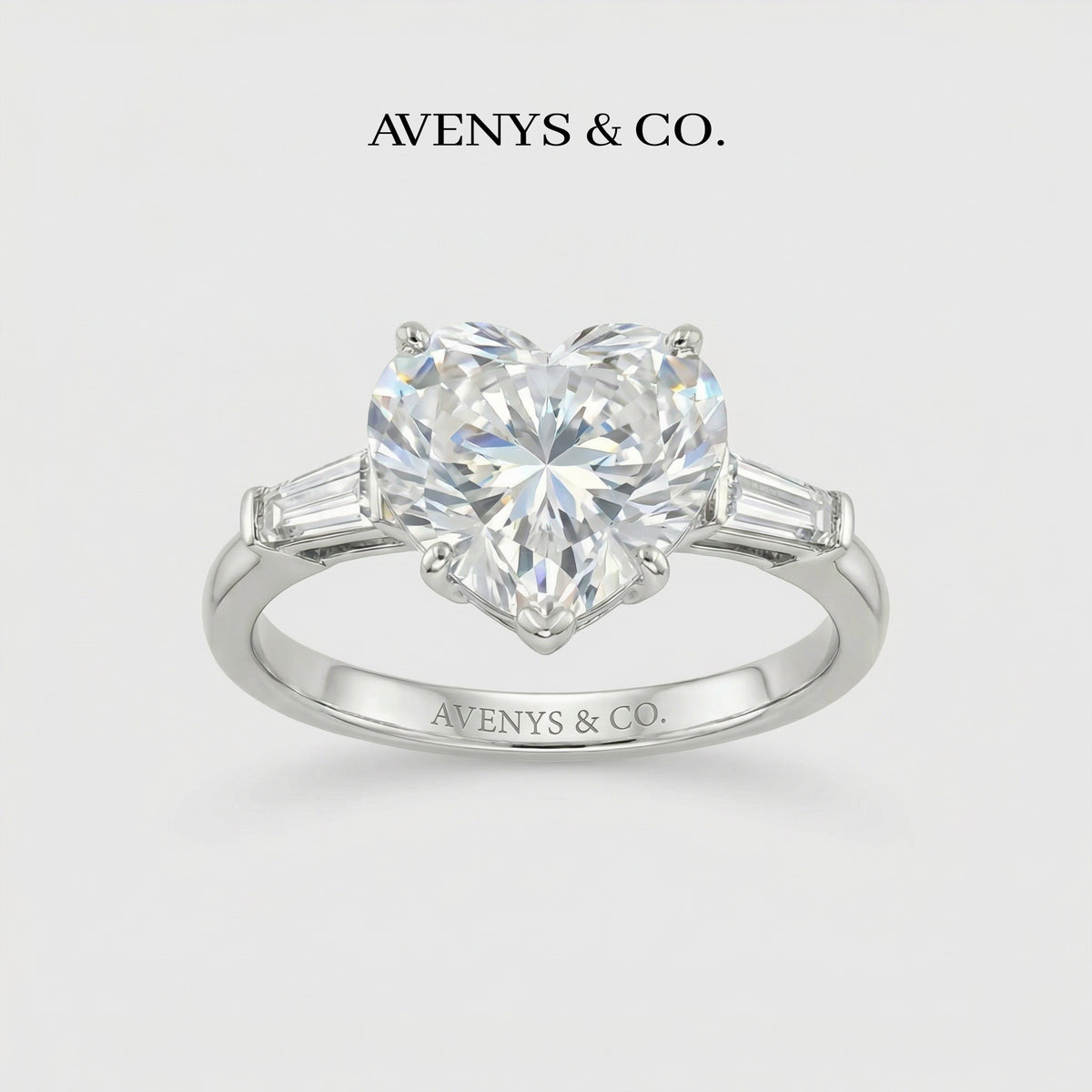 Love Heart Trilogy with White Heart Stone – on White Gold