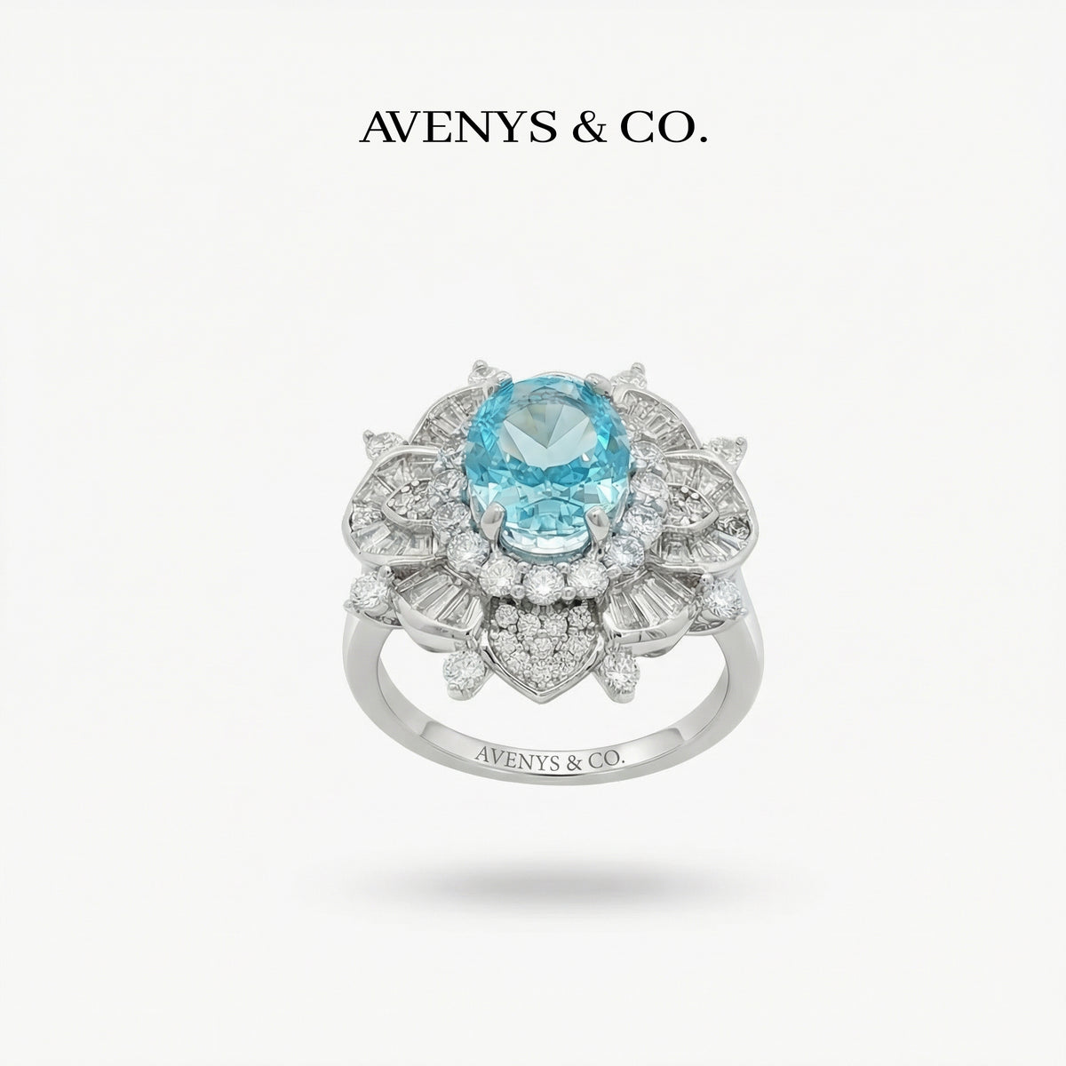 Bloom Burst Ring with Paraiba Oval Stone – on White Gold