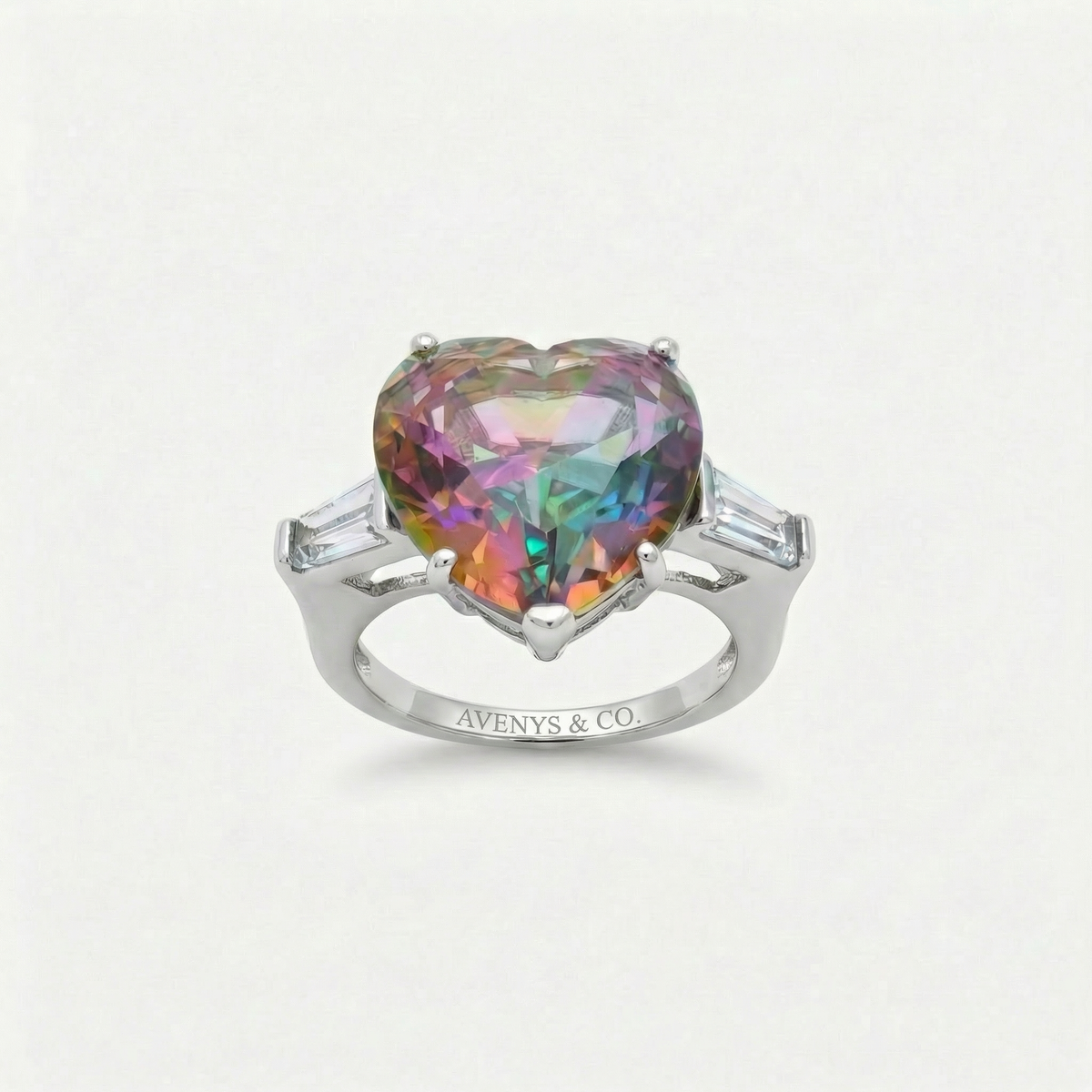 Love Heart Trilogy with Alexandrite Heart Stone – on White Gold
