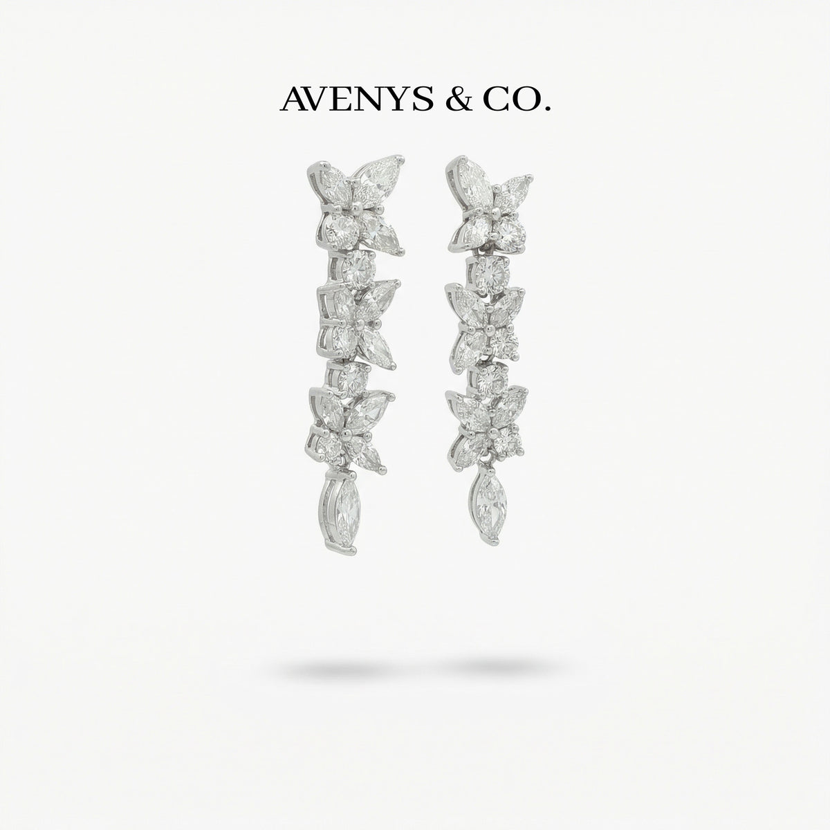 Pear Marquis Drop Earrings with White Pear Stone – on White Gold