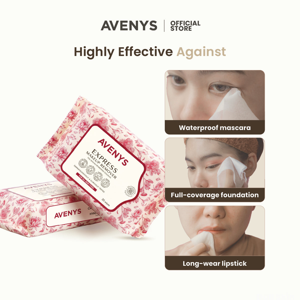 AVENYS Express Makeup Remover Wipes