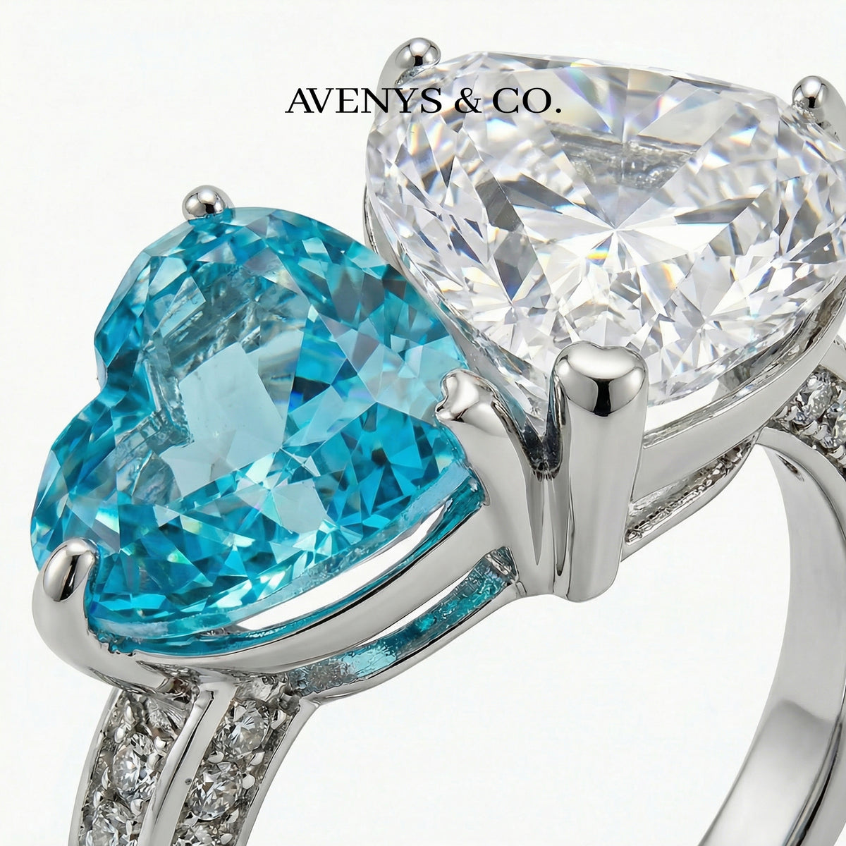 Love Et Toi with Blue Heart Stone – on White Gold