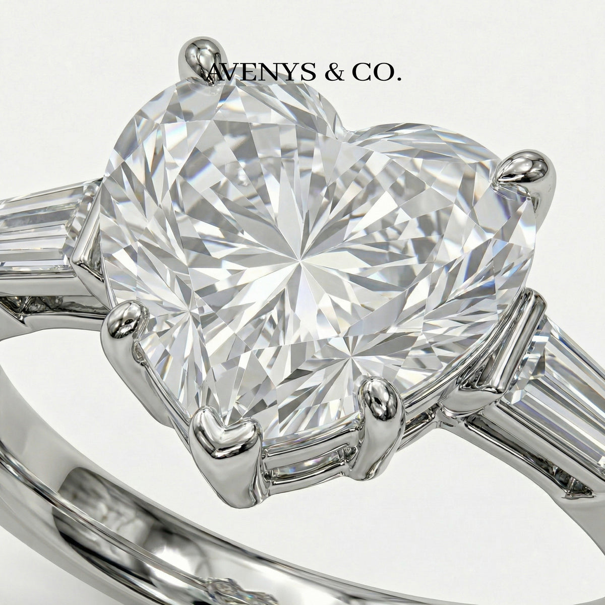 Love Heart Trilogy with White Heart Stone – on White Gold