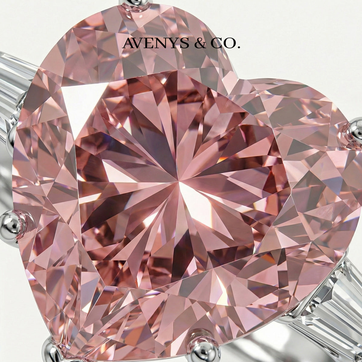 Love Heart Trilogy with Padparadscha Heart Stone – on White Gold