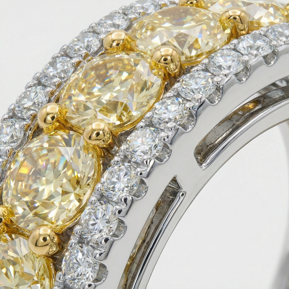 Sunshine Eternity Ring with Yellow Round Stone – on White Gold