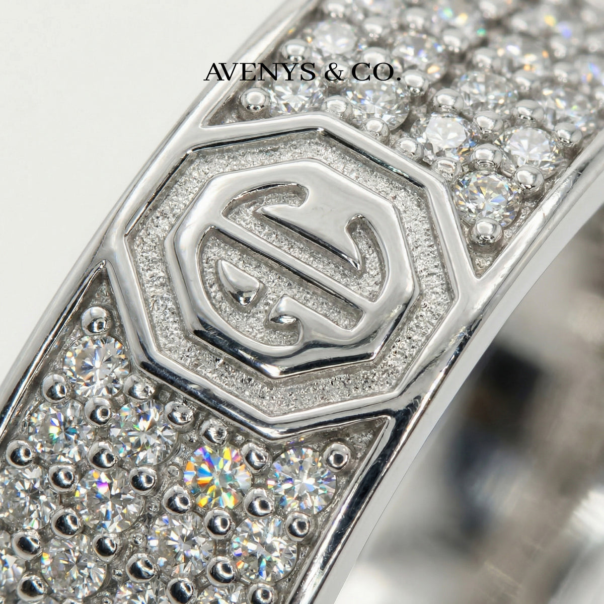 Halo Pave Ring with White Round Stone – on White Gold
