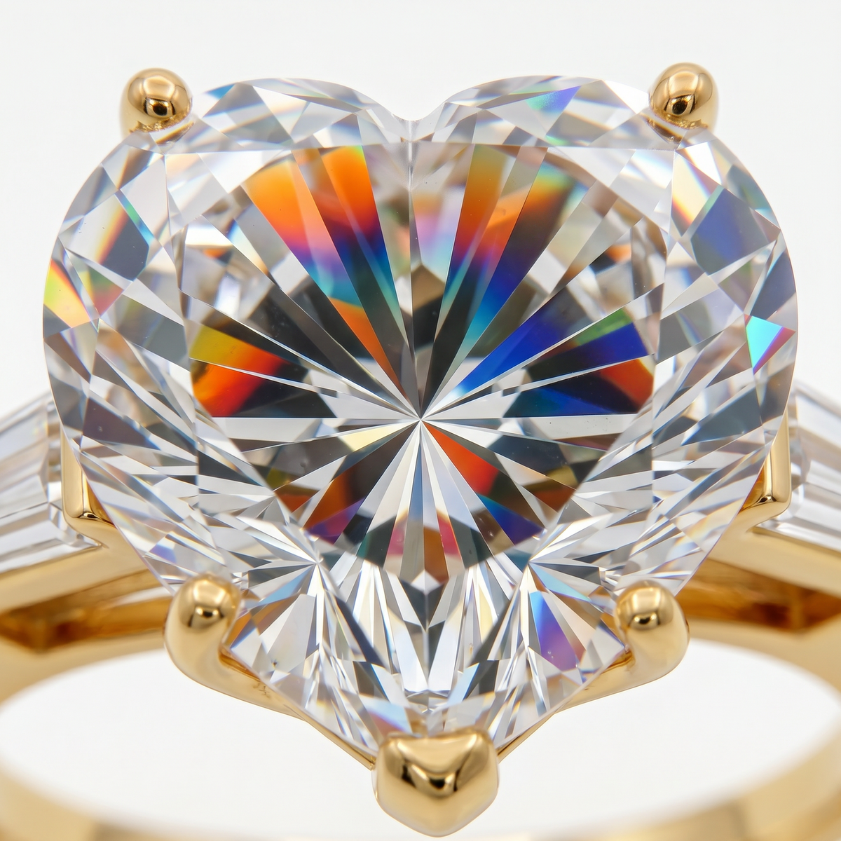 Love Heart Trilogy with White Heart Stone – on Yellow Gold