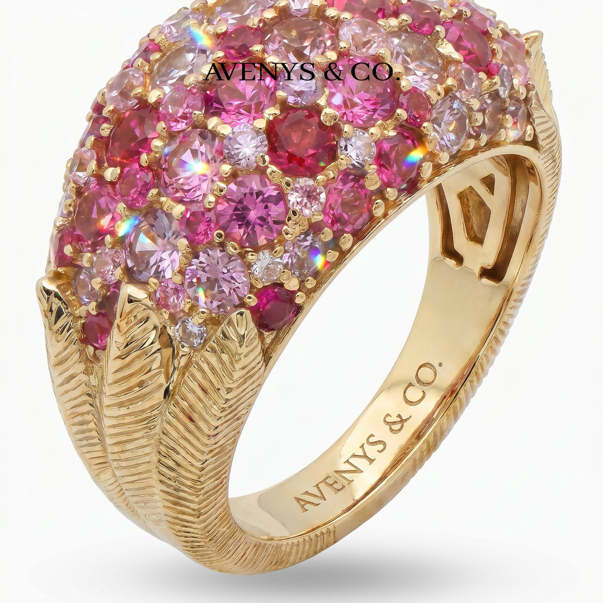 Candy Ring with Pink Round Stone – on Yellow Gold