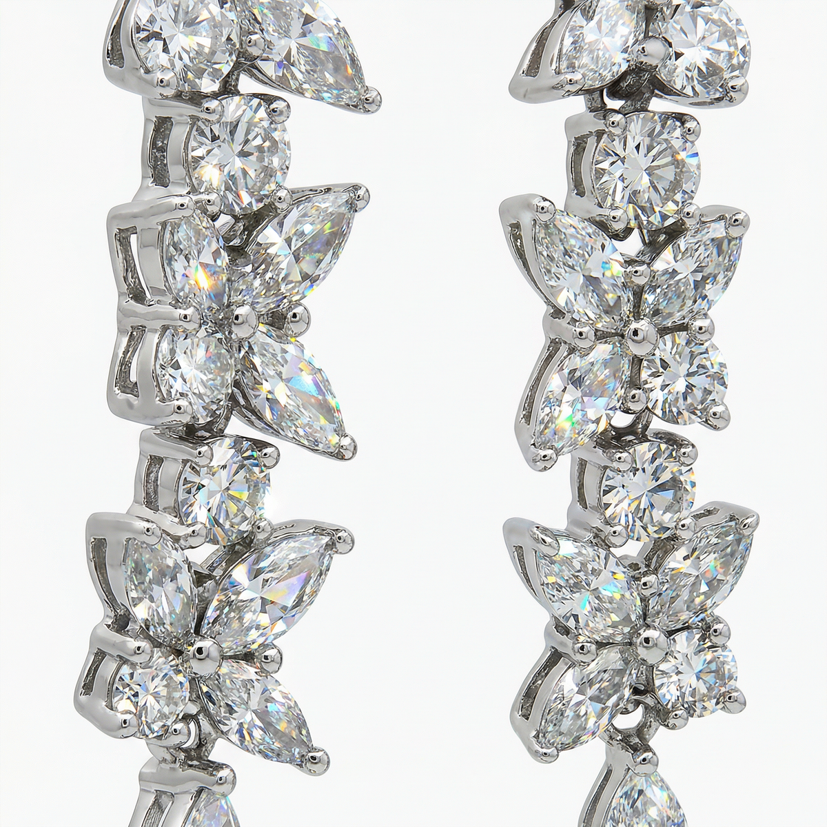 Pear Marquis Drop Earrings with White Pear Stone – on White Gold