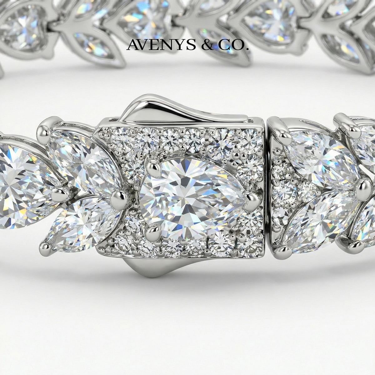 Tennis Bracelet with Pear Cut White Stone