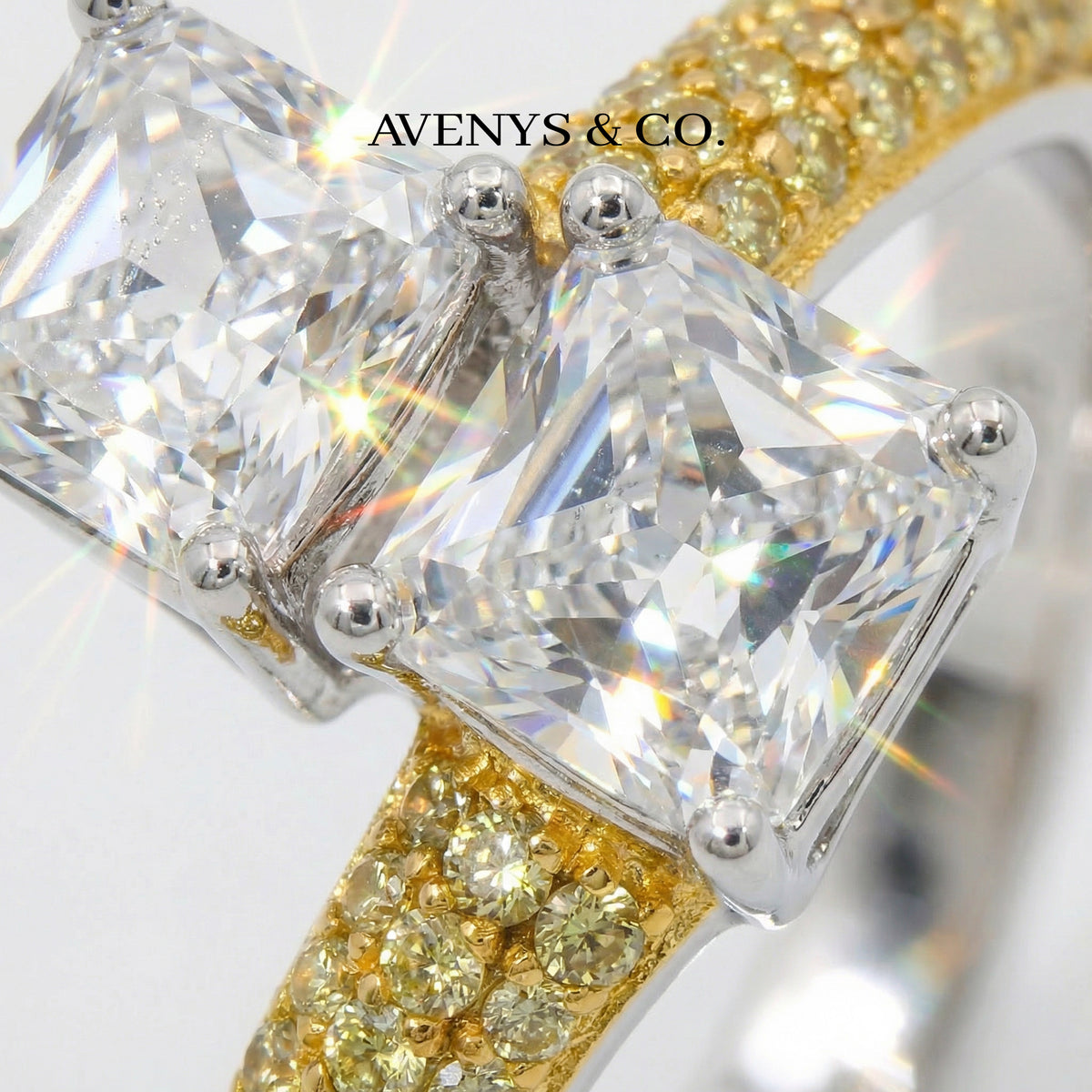 Duality Ring with White Pear Stone – on White Gold