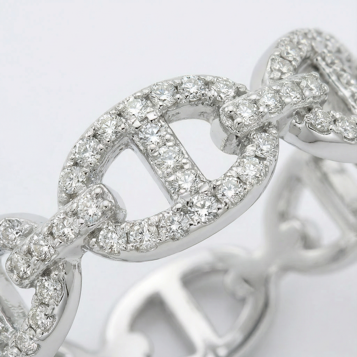 Bounded Pave Ring with White Round Stone – on White Gold