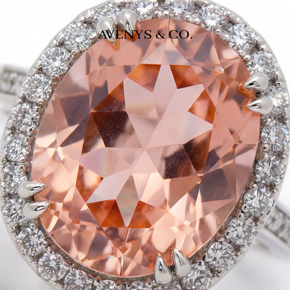 Regent Ring with Pink Cushion Stone – on White Gold