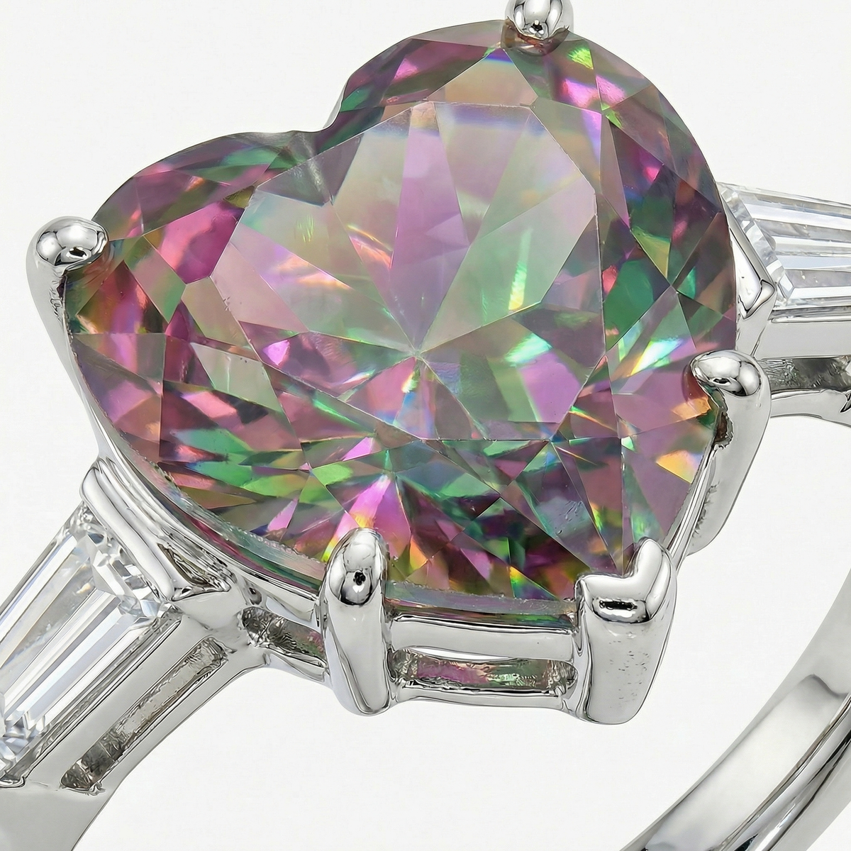 Love Heart Trilogy with Alexandrite Heart Stone – on White Gold