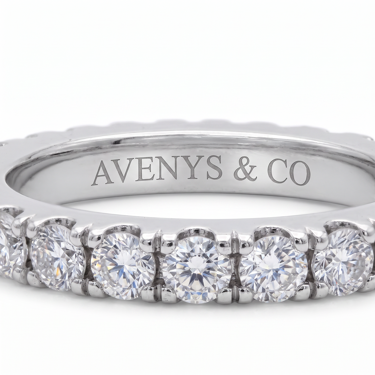 AV Forever™ Eternity Ring (2mm) with White Round Stone – on White Gold