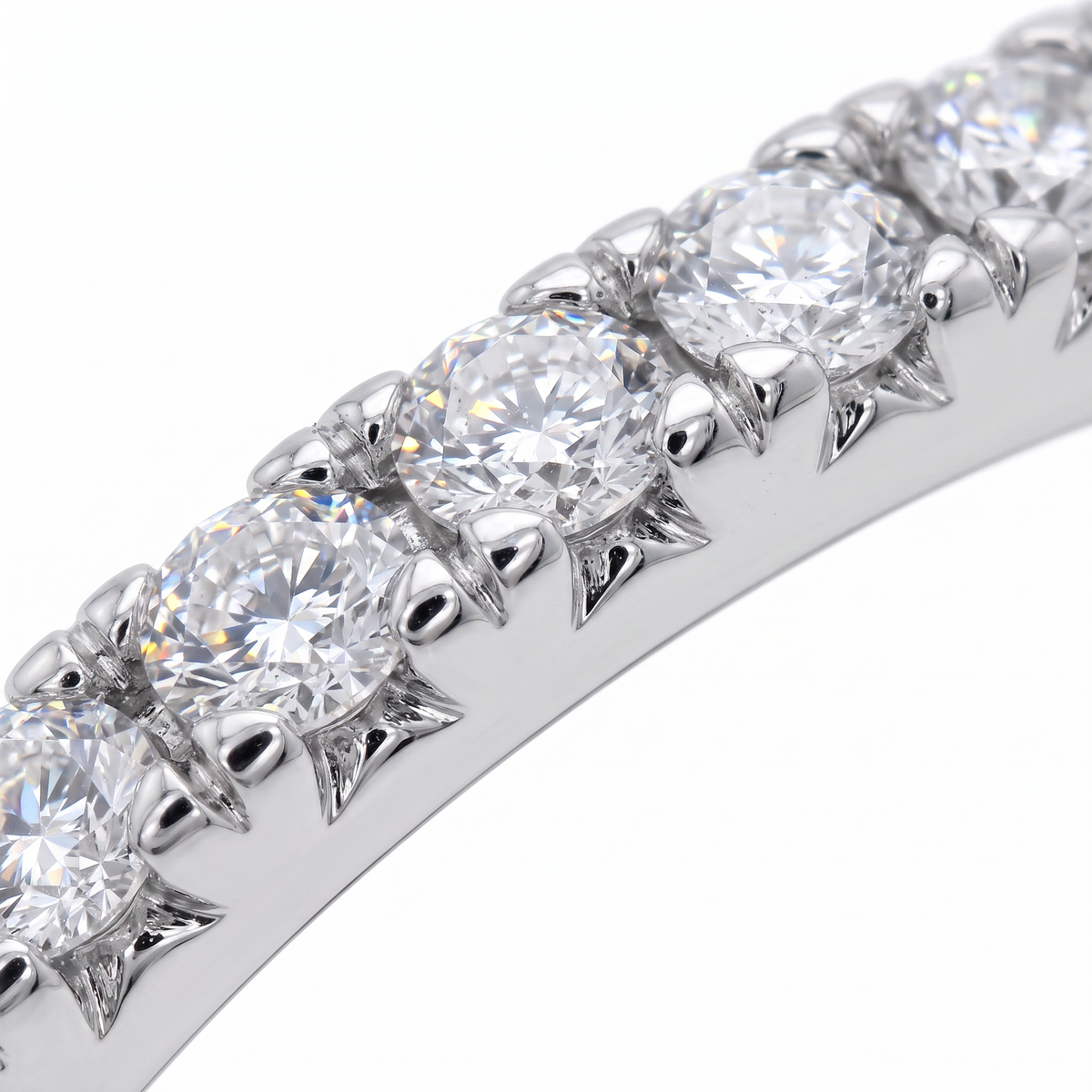 AV Forever™ Half French Pave Eternity Ring (2mm) with White Round Stone – on White Gold