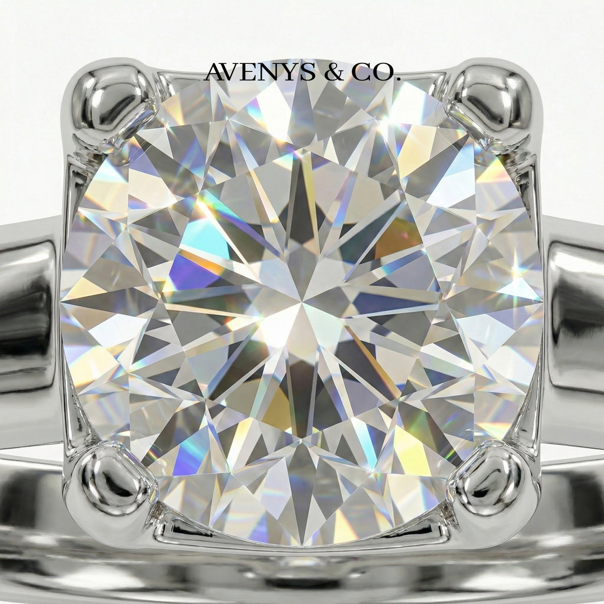 Suspension Max Ring with White Round Stone – on White Gold